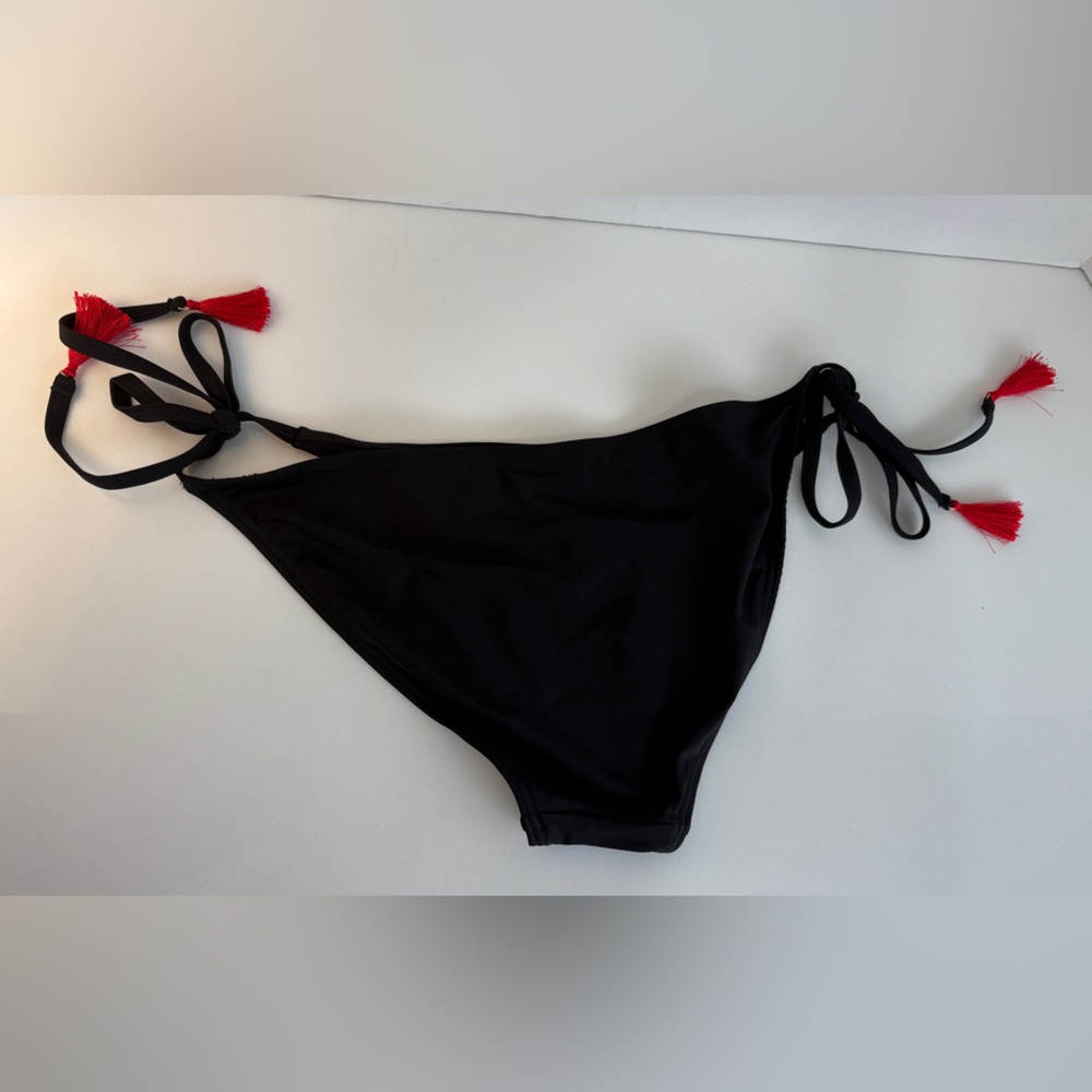 Wolf & Whistle Black w Red tassel fringe Women's Bikini Bottom